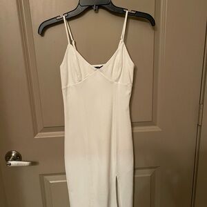 Fitted White Spaghetti Strap Dress